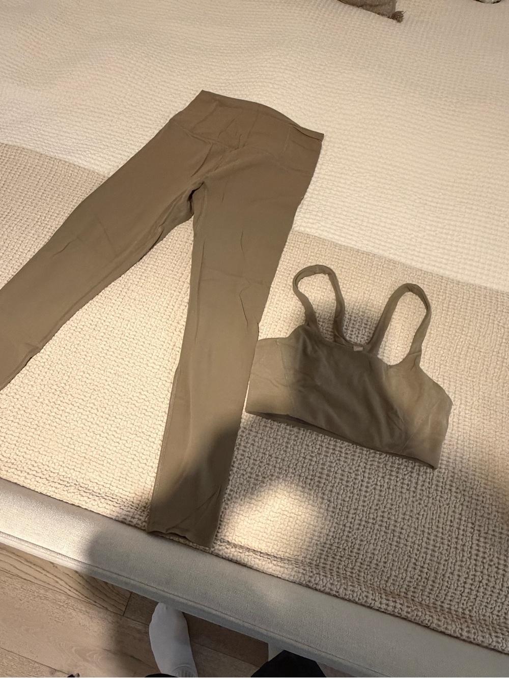 Free People Olive-Tan High-Rise Leggings & Matching Bralette Set